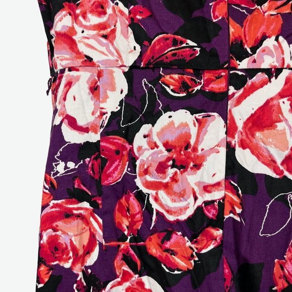 Apt 9 Stretch Women's Purple Coral Pink Floral Sleeveless Box Pleated Dress 14 - Picture 13 of 16